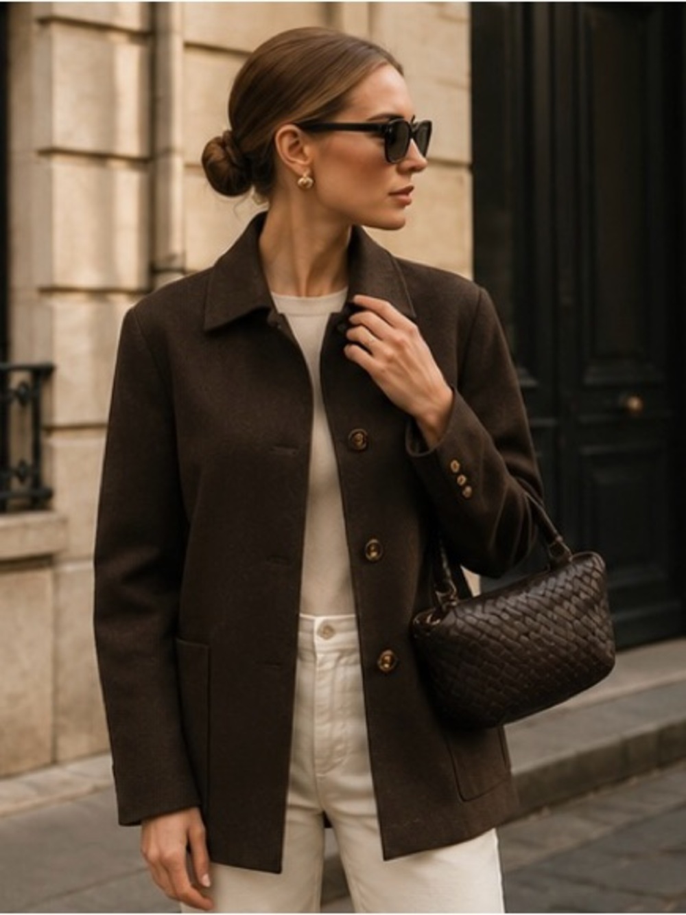 Vintage CELINE -Finition Wool/Cashmere Jacket-Hand Finished- Made in France